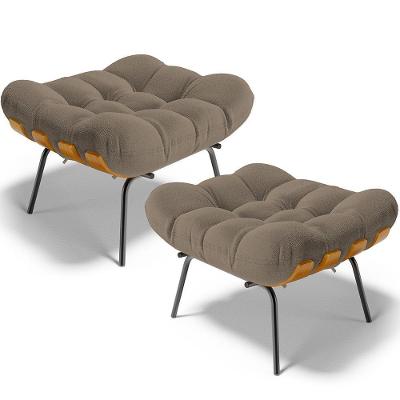 Kit 02 Puffs Decorativos Costela L02 Bouclê Bege - Lyam Decor