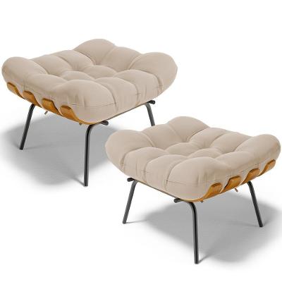 Kit 02 Puffs Decorativos Costela L02 Suede Bege - Lyam Decor