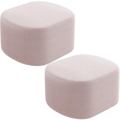 Kit 2 Puffs Decorativos Orgânico Para Living Quarto 70cm Doha W01 Bouclê Rosê - Lyam Decor