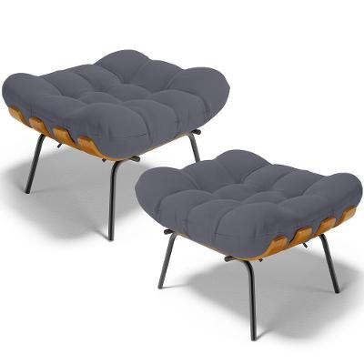 Kit 2 Puff's Decorativos Costela L02 Suede Cinza - Lyam Decor