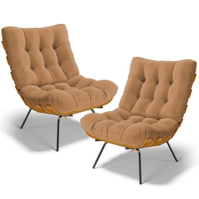 Kit 2 Poltronas Decorativas Costela L02 Bouclê Mostarda - Lyam Decor