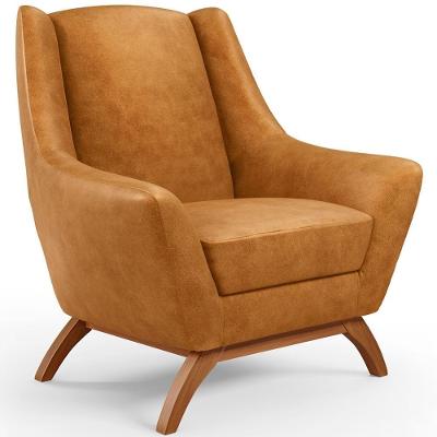 Poltrona Decorativa Fixa Base De Madeira Castanho Juliet D02 Couríssimo Whisky B-90 - Lyam Decor