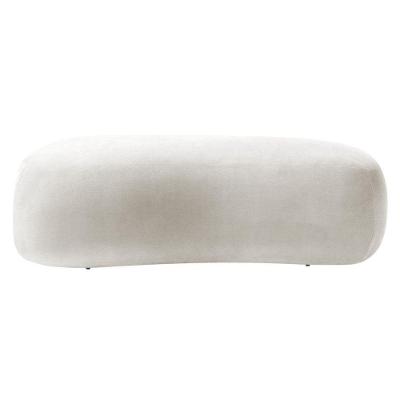 Puff Decorativo Itália 140cm Sala Escritorio Luxo Bouclé Branco