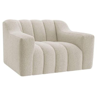 Poltrona Decorativa Sala De Estar Recepção Elegance Bouclé Cor Branco