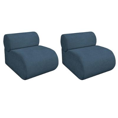 Kit 2 Poltronas Decorativas Orgânica Virgínia Linho - Amarena Móveis Cor Azul Royal