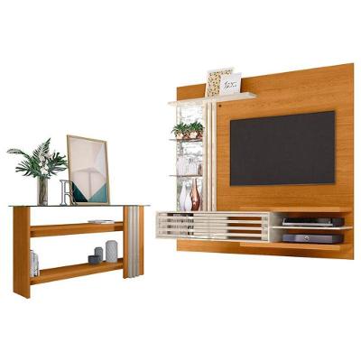 Estante Home Theater Suspenso Com Aparador Frizz Supreme Cinamomo Off White