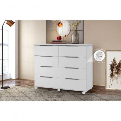 Comoda 8 Gavetas Athenas Cor Branco - Rud Rack