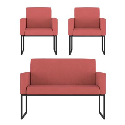 Kit 2 Poltronas + Namoradeira 2 Lugares Para Recepção Rosa