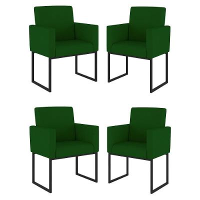 Kit 04 Cadeiras Poltrona Decorativa Para Sala Quarto Balaqui Verde