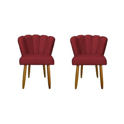 Kit Cadeiras Flor Para Quarto Penteadeira Balaqui Decor Vermelho
