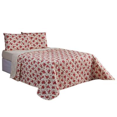 Cobre Leito Casal 1 Peça Esmeralda 100% Algodão Percal 150 Fios Cor:vermelho