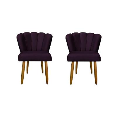 Kit 2 Cadeiras Flor Para Quarto Penteadeira Balaqui Decor Roxo