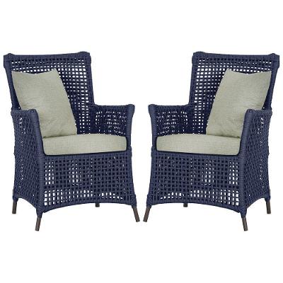 Poltronas Igapó Alumínio Pintura Marrom Corda Náutica E3 Azul