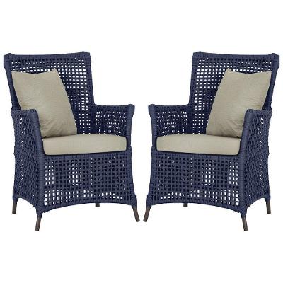 Poltronas Igapó Alumínio Pintura Marrom Corda Náutica E7 Azul