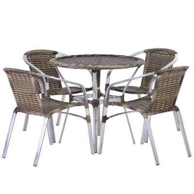 4 Cadeiras E Mesa Com Tampo Varanda Piscina Jardim Cappuccino