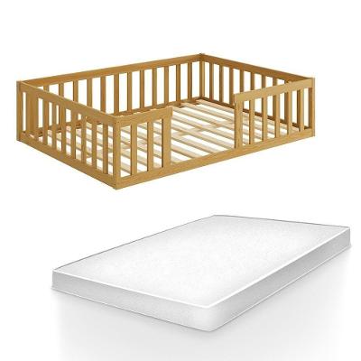 Cama Casal Com Colchão Em Madeira Maciça Nogueira