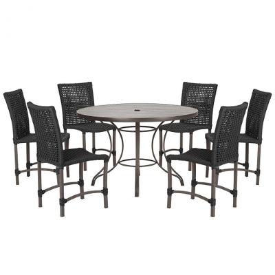 Mesa Ascoli 120 Cm Com 6 Cadeiras Cannes De Alumínio Trama Preto
