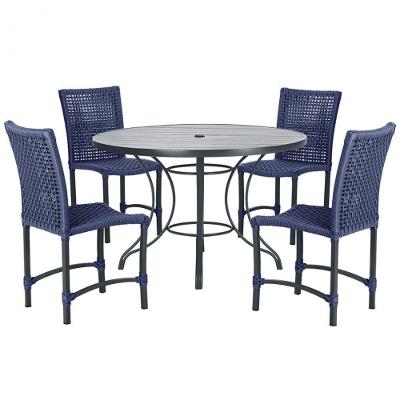 Mesa Ascoli Com 4 Cadeiras Cannes De Alumínio Trama Azul