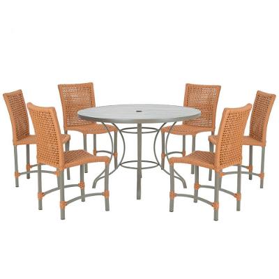 Mesa Ascoli 120 Cm Com 6 Cadeiras Cannes De Alumínio Trama Terra Cota