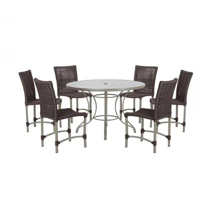 Mesa Ascoli 120 Cm Com 6 Cadeiras Cannes De Alumínio Trama Marrom