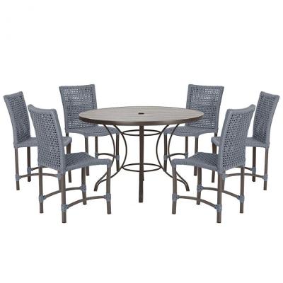 Mesa Ascoli 120 Cm Com 6 Cadeiras Cannes De Alumínio Trama Prata