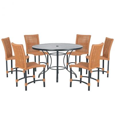 Mesa Ascoli 120 Cm Com 6 Cadeiras Cannes De Alumínio Trama Terra Cota