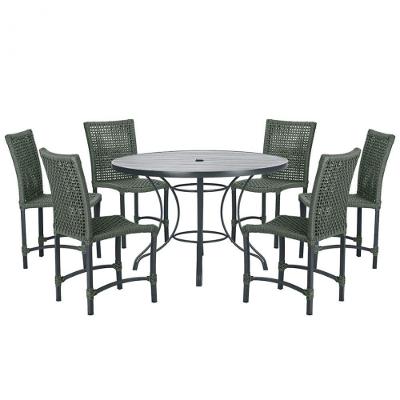 Mesa Ascoli 120 Cm Com 6 Cadeiras Cannes De Alumínio Trama Verde
