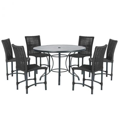 Mesa Ascoli 120 Cm Com 6 Cadeiras Cannes De Alumínio Trama Preto