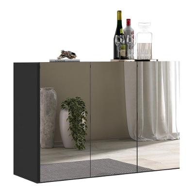 Aparador Buffet 2 Portas Com Espelho Suspenso Vegas V3612 Preto Preto