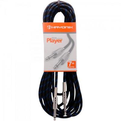Cabo Para Instrumentos Hayonik Player P10 X P10 7m Textil Preto/azul