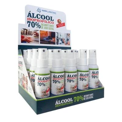 Álcool Isopropílico 70% 60ml Pump Implastec - Cx - 20