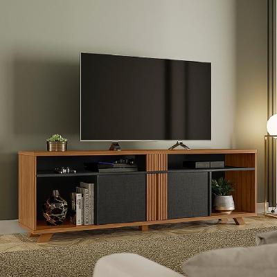 Rack Bancada Para Tv Até 70 Polegadas 1,80M Nt 1290 Preto / Freijó Fre Pre
