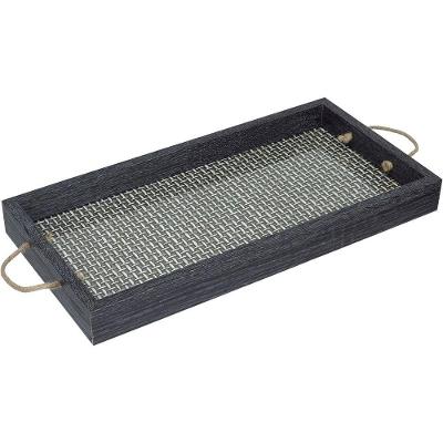 Bandeja Decorativa Para Servir Home&co Retangular Mdf 40x20x4cm Preto