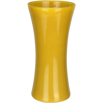 Vaso Decorativo Enfeite Casa Redondo Home&co Leitoso Vidro 25x12x12cm Amarelo