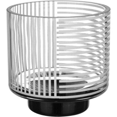 Vaso Decorativo Enfeite Casa Listras Home&co Vidro 10x10x10cm Transparente