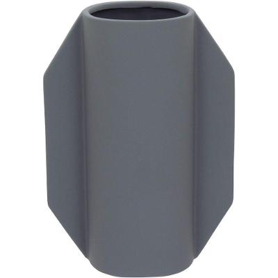 Vaso Decorativo Enfeite Casa Cerâmica 23x17x17cm Cinza