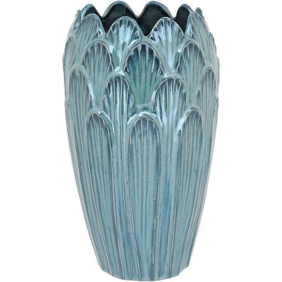 Vaso Decorativo Enfeite Casa Cerâmica 27x16x16cm Azul