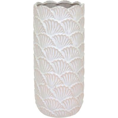 Vaso Decorativo Enfeite Casa Cerâmica 33x15x15cm Bege