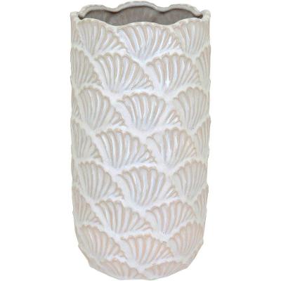 Vaso Decorativo Enfeite Casa Cerâmica 26x14x14cm Bege