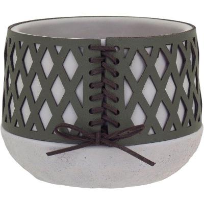 Vaso Decorativo Enfeite Casa Cimento 14x10x10cm Verde