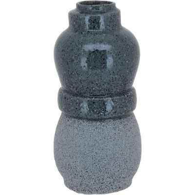 Vaso Decorativo Enfeite Casa Cerâmica 32x15x15cm Cinza