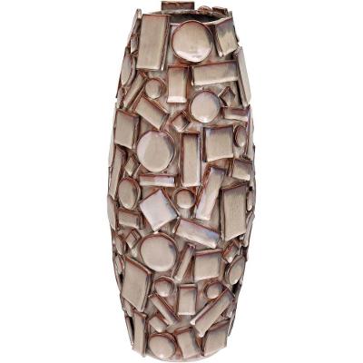 Vaso Decorativo Enfeite Casa Cerâmica 45x21x21cm Bege