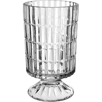 Vaso Decorativo Enfeite Casa Redondo Home&co Com Pé Vidro 10x17x17cm Transparente
