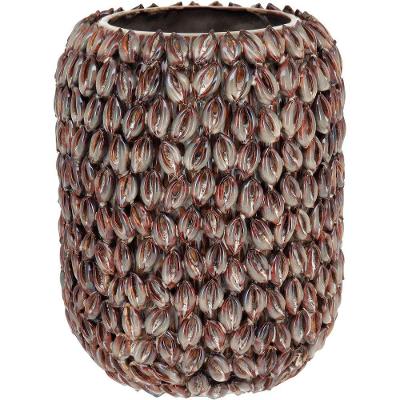 Vaso Decorativo Enfeite Casa Cerâmica 23x18x18cm Bege
