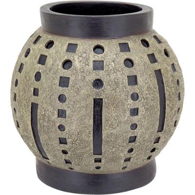 Vaso Decorativo Enfeite Casa Resina 38x36x36cm Cinza