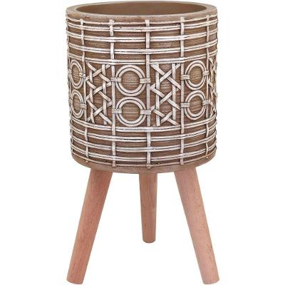 Cachepô Resina Vaso Decorativo Enfeite Casa Planta 54x30x30cm Bege