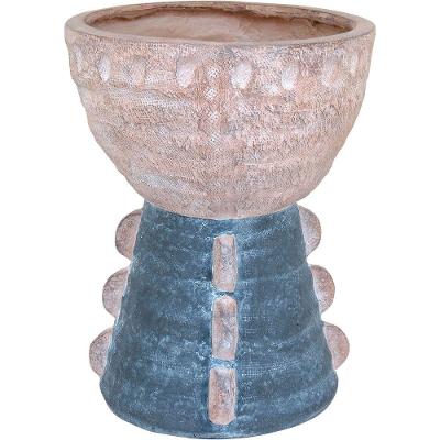 Cachepô Resina 44x34x34cm Cinza Vaso Decorativo Enfeite Casa Planta