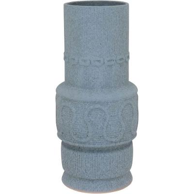 Vaso Decorativo Enfeite Casa Cerâmica 34x16x16cm Cinza