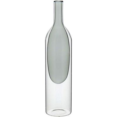 Vaso Decorativo Enfeite Casa Garrafa Vidro 29x7x7cm Cinza