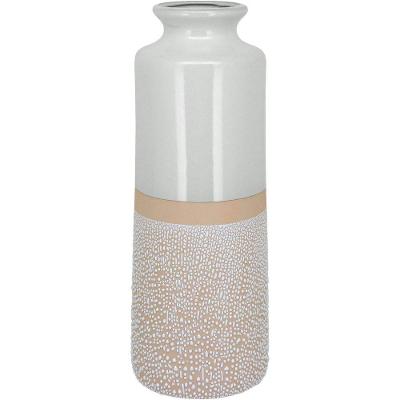 Vaso Decorativo Enfeite Casa Cerâmica 40x15x15cm Marfim